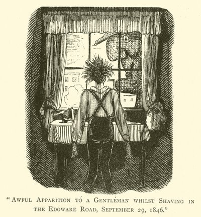 Aparición espantosa a un caballero mientras se afeitaba en Edgware Road, 29 de septiembre de 1846 de John after Leech