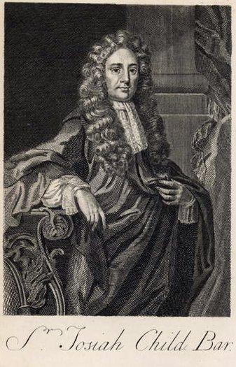 Retrato de Sir Joseph Child (1630-99), grabado por Michiel van der Gucht (1660-1725) de John after Riley