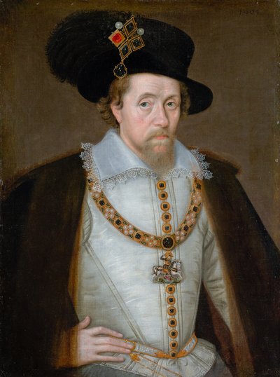 Jacobo VI y I, 1566 - 1625, Rey de Escocia 1567 - 1625, Rey de Inglaterra e Irlanda 1603 - 1625 de John de Critz