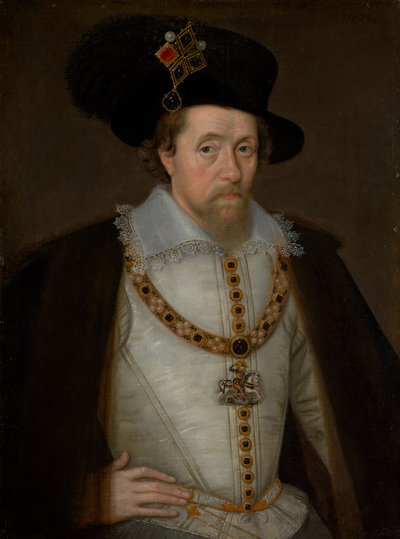 Jacobo VI y I, 1566 - 1625, Rey de Escocia 1567 - 1625, Rey de Inglaterra e Irlanda 1603 - 1625 de John de Critz
