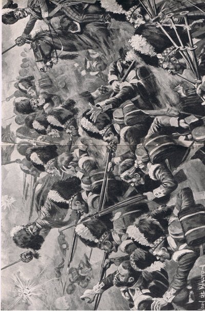 La batalla de Alma, 20 de septiembre de 1854: El avance de los Highlanders del 93º, ilustración de British Battles on Land and Sea, 1915 de John de Walton