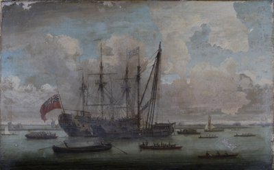 Un casco flotante reparando un East Indiaman de John the Elder Cleveley