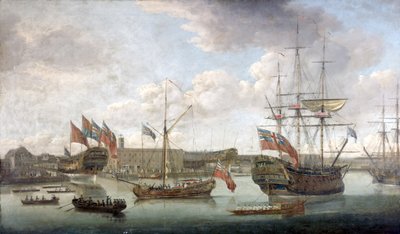 Lanzamiento en el Astillero de Deptford, c.1750 de John the Elder Cleveley
