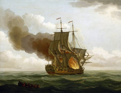 El incendio a bordo de la galería "Luxborough", 25 de junio de John the Elder Cleveley