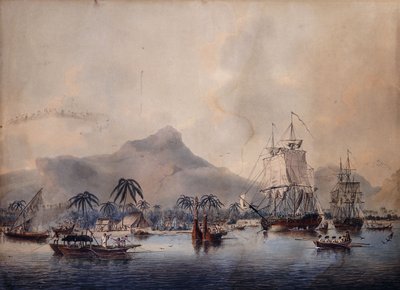 Una vista de Huaheine, 1787 de John the Younger Cleveley