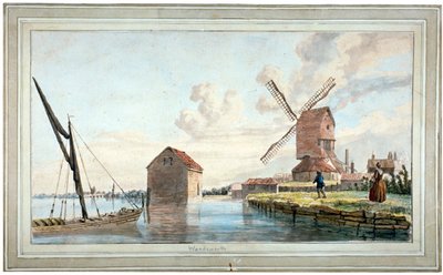 Vista del río en Wandsworth, Londres, c. 1798 de John william Edy