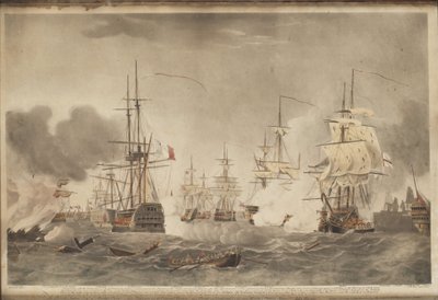 La Batalla del Nilo, c. 1800 de John william Edy