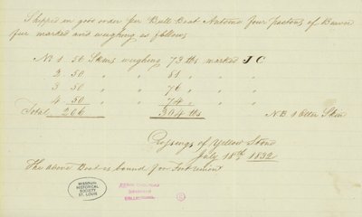 Nota de Johnson Gardner, Cruces de Yellow Stone, 18 de julio de 1832 de Johnson Gardner