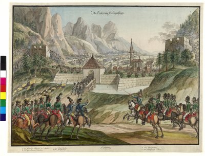 La conquista del Luziensteig por las tropas austriacas 1799 (acuarela) de Jokob Placidus Altmutter