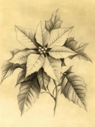 Elegante dibujo de una flor de pascua de Jolly and Dash