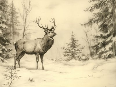Majestuoso ciervo en invierno de Jolly and Dash