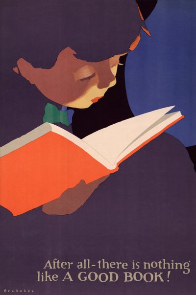 Póster de un niño leyendo un libro de Jon O. Brubaker