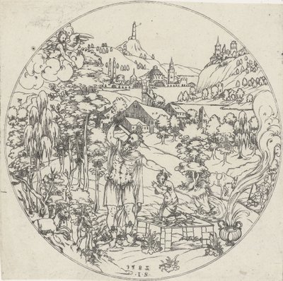 Abraham sacrifica a Isaac Fondos de tazones: paisajes con representaciones bíblicas y mitológicas (título de la serie) de Jonas Silber