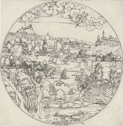 Apolo y Dafne Fondos de tazones: paisajes con representaciones bíblicas y mitológicas (título de la serie) de Jonas Silber