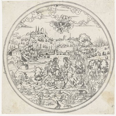 Diana y Endymion Fondos de tazones: paisajes con representaciones bíblicas y mitológicas (título de la serie) de Jonas Silber