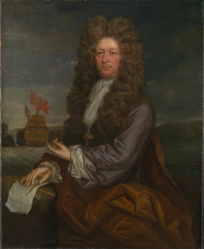 Fisher Harding, maestro carpintero de ribera, activo entre 1664 y 1706, con la botadura del "Royal Sovereign". de Jonathan Richardson