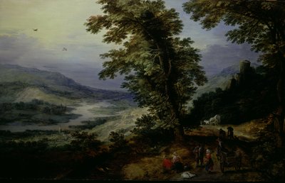 Carretera de montaña con viajeros de Joos de Momper II