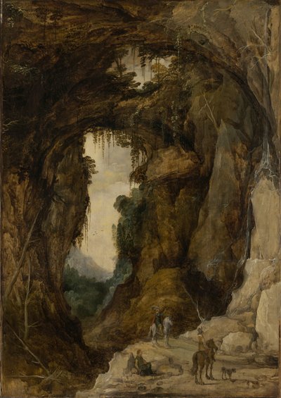 Paisaje con gruta y una jinete de Joos de Momper the younger