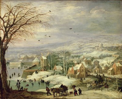 Paisaje de aldea en invierno, c.1615-20 de Joos or Josse de Momper