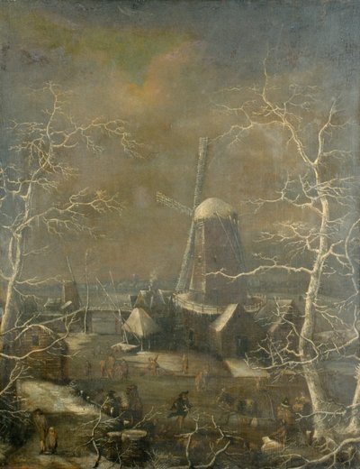 Escena invernal, c.1600 (óleo sobre lienzo) de Joos or Josse de The Younger (attr. to) Momper