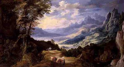 Paisaje con viajeros de Joos or Josse de The Younger Momper