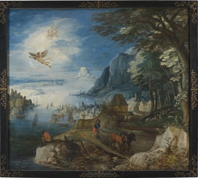 Paisaje con la caída de Ícaro, por Momper, Joos de, el Joven (1564-1635) de Joos or Josse de The Younger Momper
