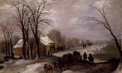 Viajeros en la nieve de Joos or Josse de The Younger Momper