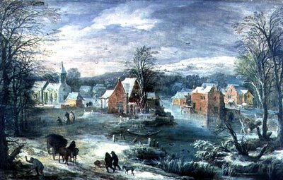 Paisaje de Pueblo en Invierno de Joos or Josse de The Younger Momper