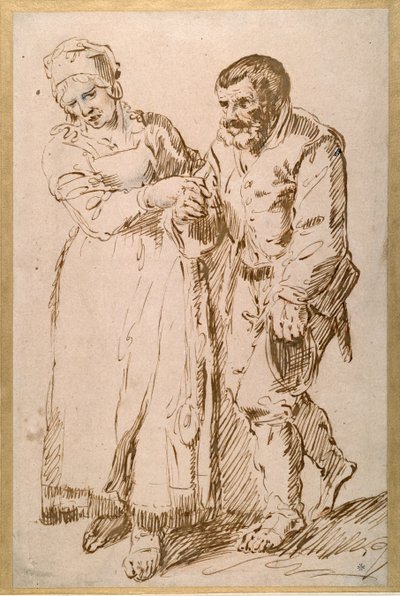 Los pasos de un campesino anciano guiado por su esposa de Joos van (attr. to) Craesbeeck