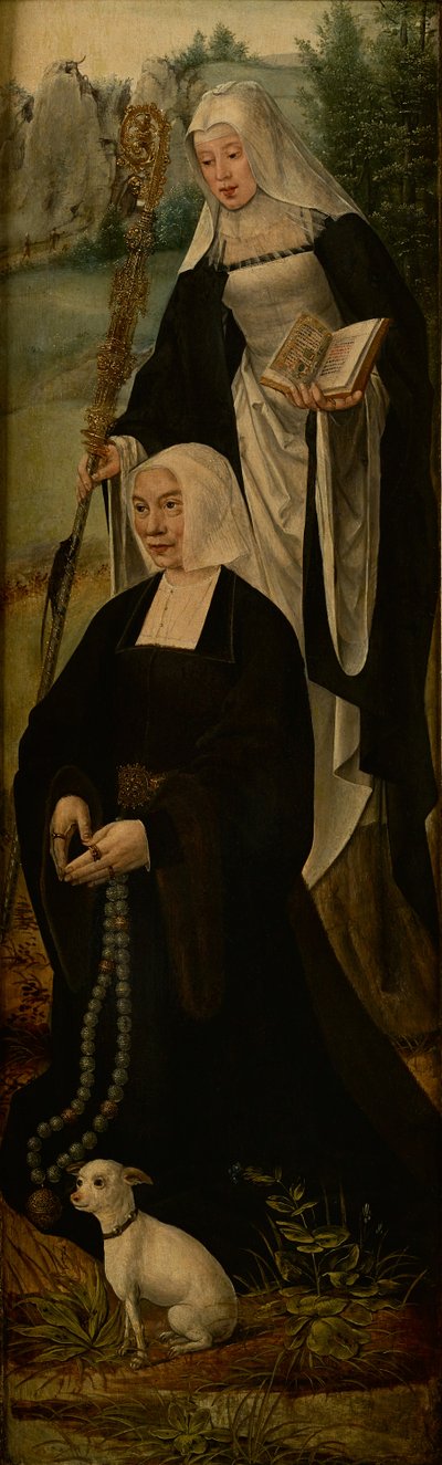 Santa Mónica y un donante, una ala de un retablo de Joos van (follower of) Cleve