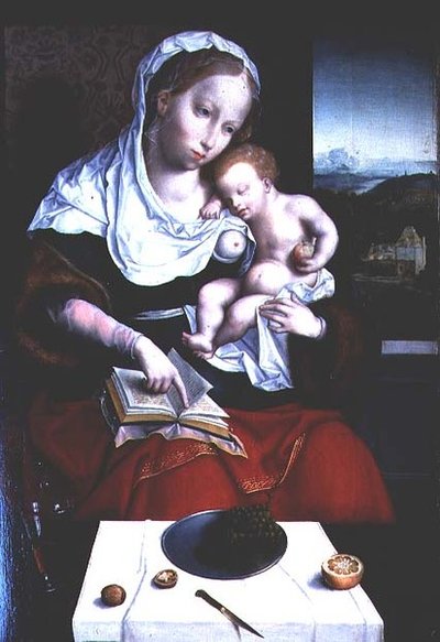 Madonna y el Niño de Joos van (school of) Cleve