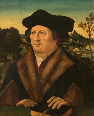 Retrato de un caballero en un paisaje de Joos van Cleve