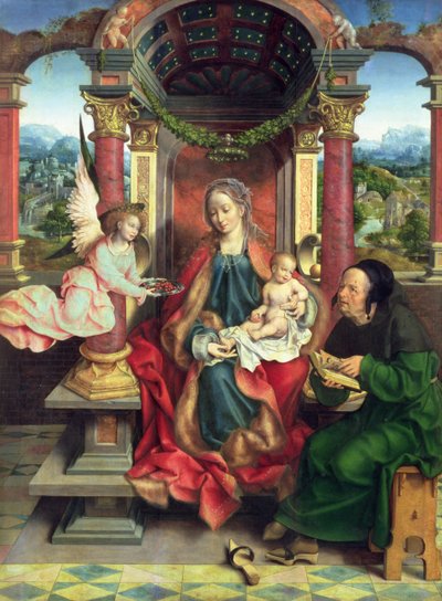 La Sagrada Familia, panel central de un tríptico, c.1530 de Joos van Cleve