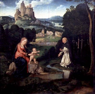 La Virgen y el Niño Jesús con un fraile dominico, c.1515-18 de Joos van Cleve