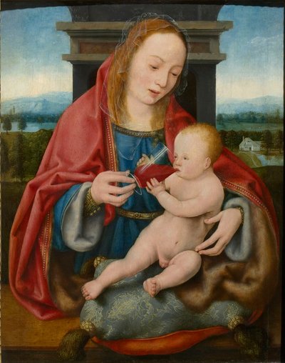 La Virgen con el Niño Jesús bebiendo vino, c. 1520 de Joos van Cleve