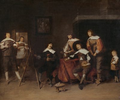 Un artista pintando el retrato de un joven señor en Amberes de Joos van Craesbeeck