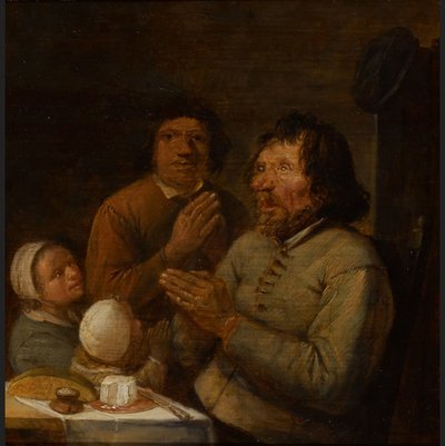 Interior con una familia campesina rezando de Joos van Craesbeeck