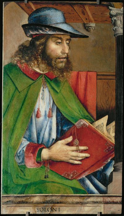 Solón, legislador de Atenas De una serie de 28 retratos, pintados hacia 1475 para el studiolo de Federigo de Montefeltre ... de Joos van Gent (fl.1460-75)