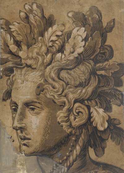Cabeza de dríade después de Frans Floris, ca 1555 de Joos van Gietleughen