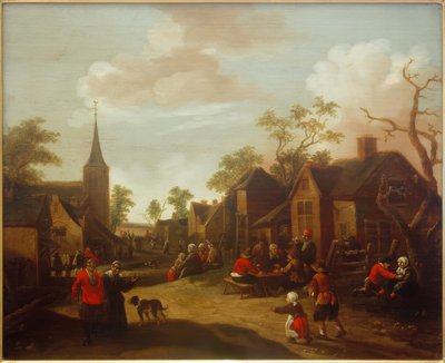 Calle de pueblo animada de Joost Cornelisz. Droochsloot