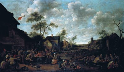 Campesinos festejando en una aldea, 1661 de Joost Cornelisz. Droochsloot