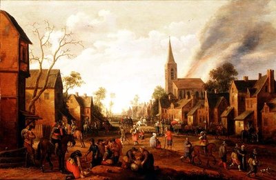 Soldados saqueando un pueblo de Joost Cornelisz. Droochsloot