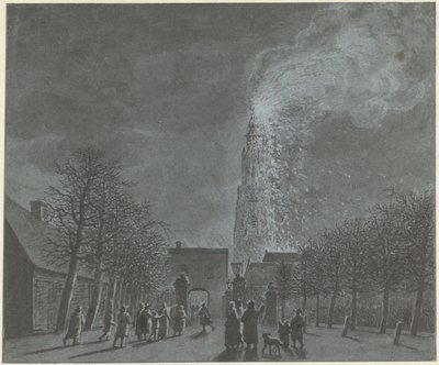 Incendio en la torre de la iglesia de Amersfoort de Jordanus Hoorn