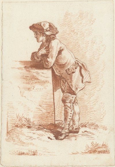 Joven apoyado en una piedra de Jordanus Hoorn