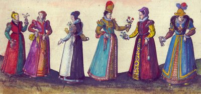 Mujeres inglesas de la era isabelina, 1598 de Joris Hoefnagel