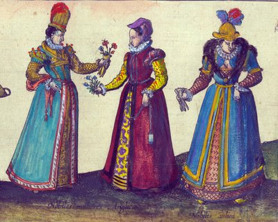 Mujeres inglesas de la era isabelina, 1598 (detalle) de Joris Hoefnagel