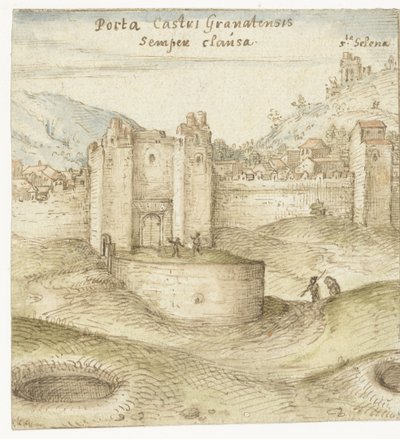 Puerta cerrada del castillo (Alhambra) de Granada de Joris Hoefnagel