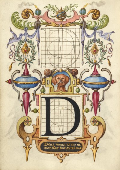 Anleitung zum Konstruieren des Buchstabens D de Joris Hoefnagel