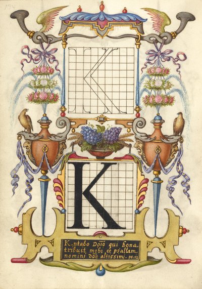 Guía para construir la letra K de Joris Hoefnagel