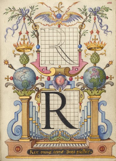 Guía para construir la letra R de Joris Hoefnagel